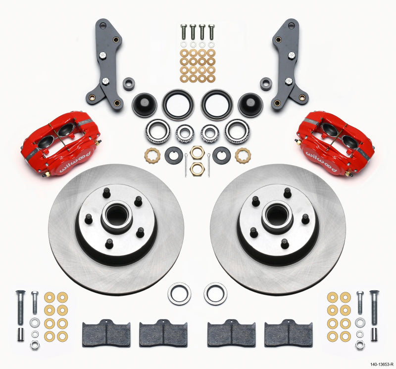 Wilwood Forged Dynalite-M Front Kit 11.30in 1 PC Rotor&Hub Red 60-68 Ford / Mercury Full Size