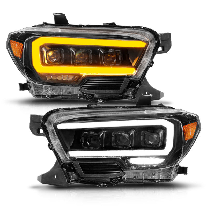 ANZO 16-22 Toyota Tacoma LED Projector Headlights w/ Light Bar Sequent