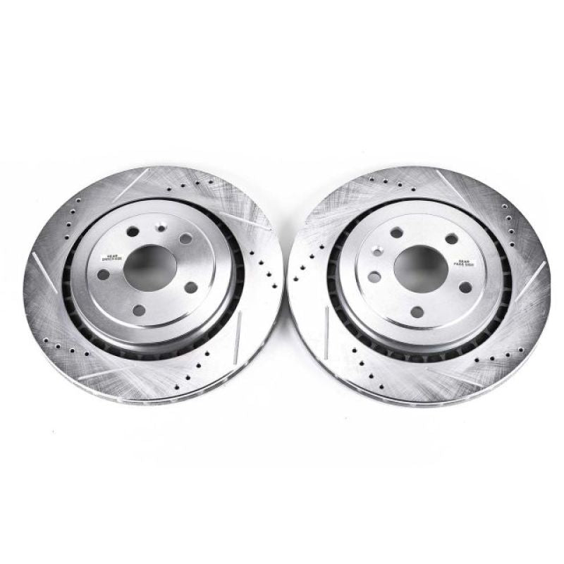Power Stop 16-18 Cadillac ATS Rear Evolution Drilled & Slotted Rotors 