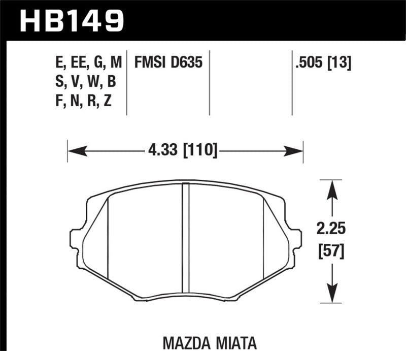 Hawk 94-05 Mazda Miata (NA/NB) Black Race Front Brake Pads
