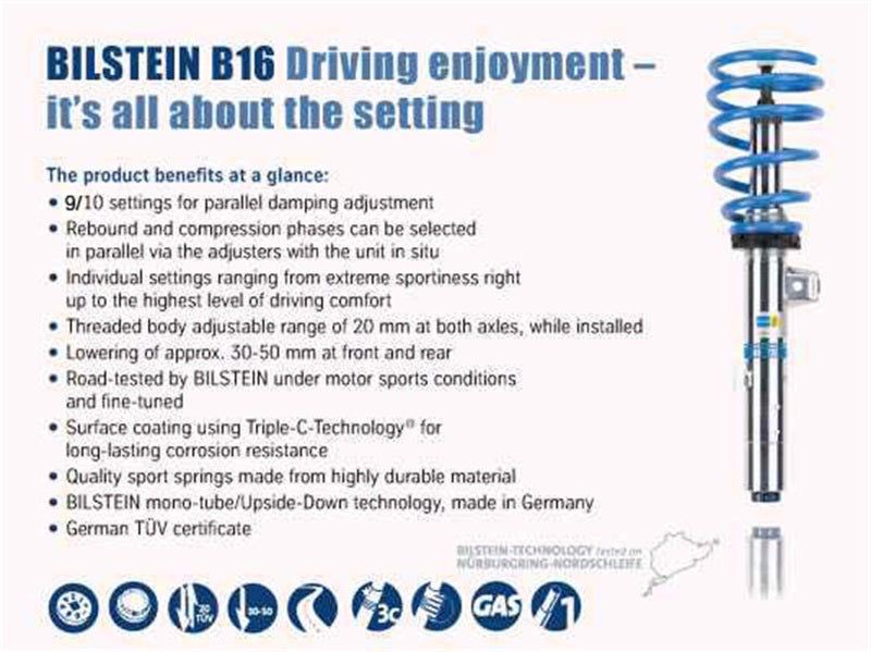 Bilstein B16 15-17 Ford Mustang GT V8 Front and Rear Performance Suspe