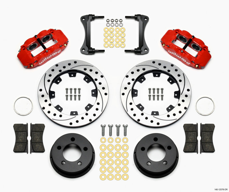 Wilwood Narrow Superlite 4R Front Kit 12.19in Drilled Red 87-89 Jeep YJ