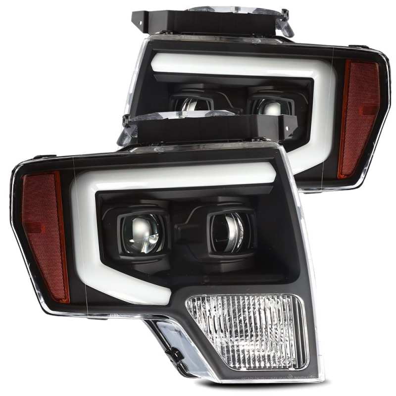 AlphaRex 09-14 Ford F-150 LUXX LED Proj Headlights Plank Style Black w
