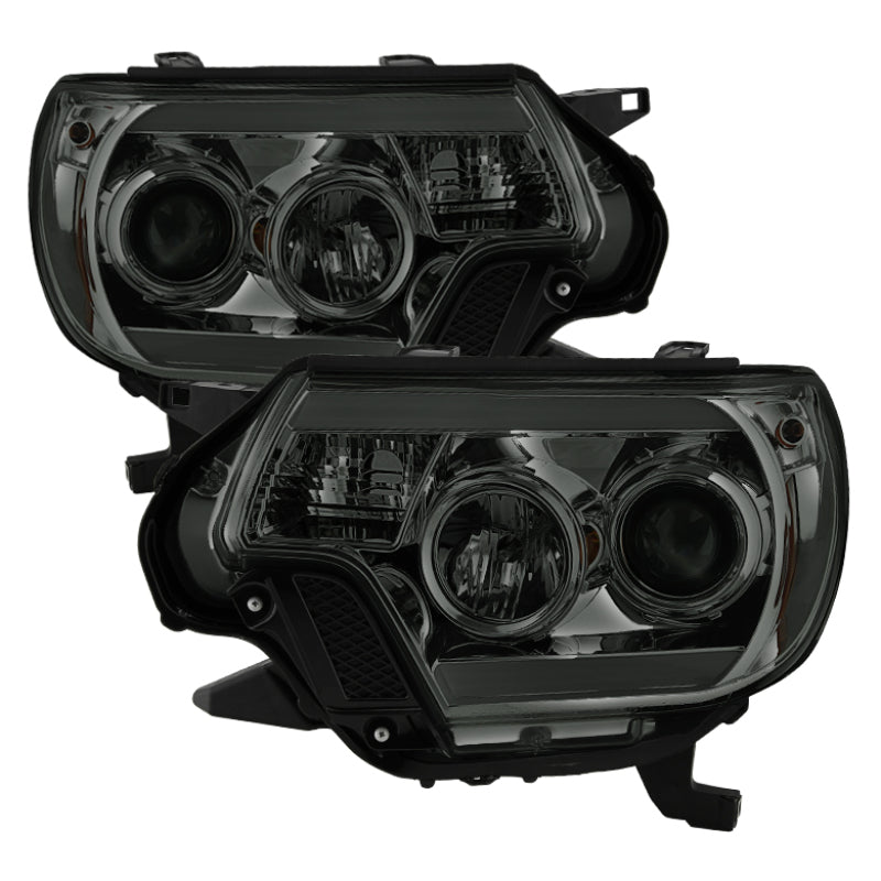 Spyder Toyota Tacoma 12-16 Projector Headlights Light Bar DRL Smoke PRO-YD-TT12-LBDRL-SM
