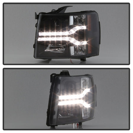 Spyder Chevy Silverado 1500 07-13 V2 Projector Headlights - LED DRL - 