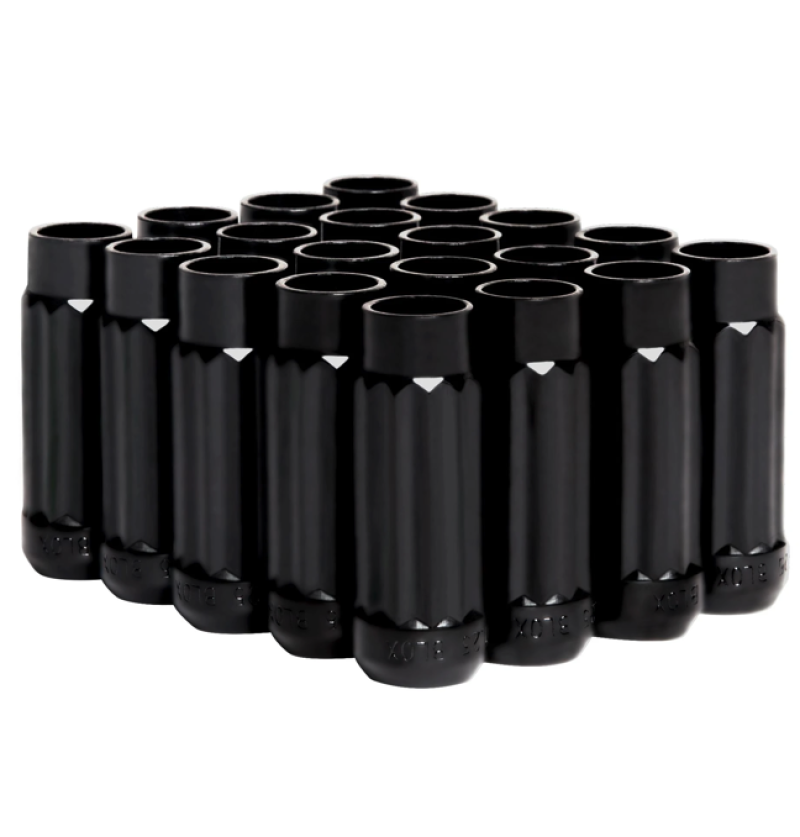 BLOX Racing 12-Sided P17 Tuner Lug Nuts 12x1.25 - Black Steel - Set of