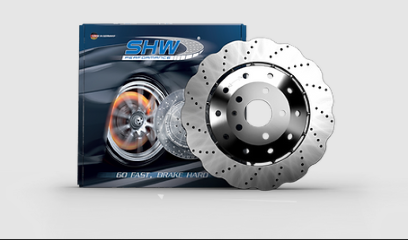 SHW 14-18 Audi RS7 4.0L Front Drilled-Dimpled Lightweight Wavy Brake R