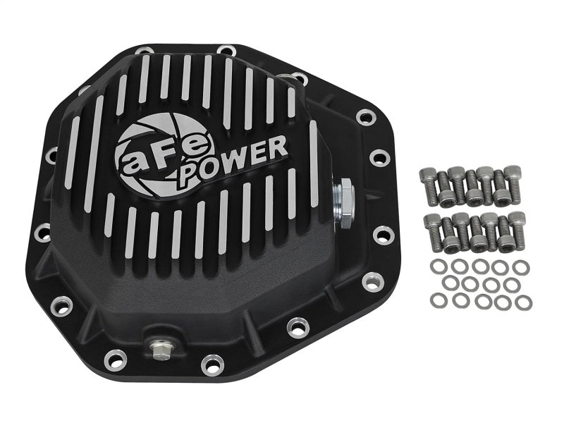 aFe Power Pro Ser Rear Diff Cover Black w/Mach Fins 2017 Ford Diesel T