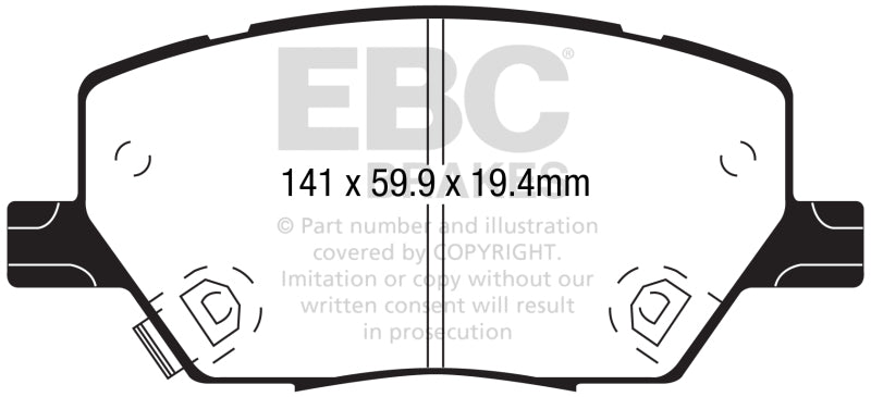 EBC 2015+ Fiat 500X 1.4L Turbo Greenstuff Front Brake Pads