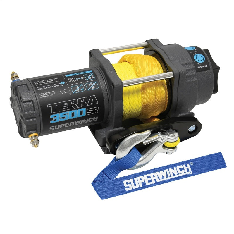 Superwinch 3500 LBS 12V DC 7/32in x 32ft Synthetic Rope Terra 3500SR W
