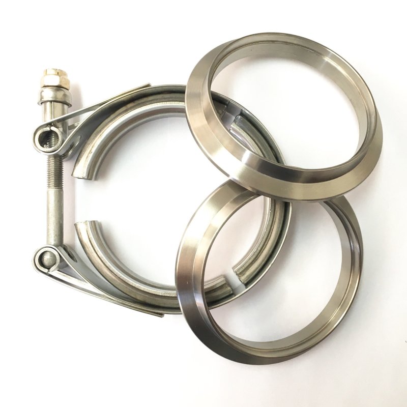 Ticon Industries 3.0in Titanium V-Band Clamp Assembly (2 Flanges/1 Cla