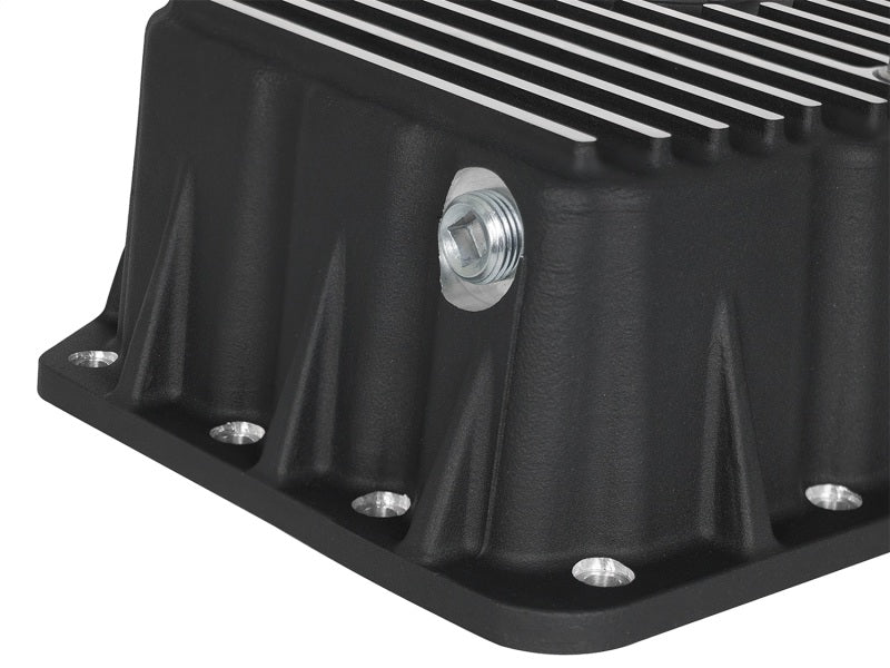 AFE Pro Series Engine Oil Pan Black w/Machined Fins; 11-16 Ford Powers