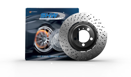 SHW 14-18 Audi RS7 4.0L Front Drilled-Dimpled Lightweight Wavy Brake R