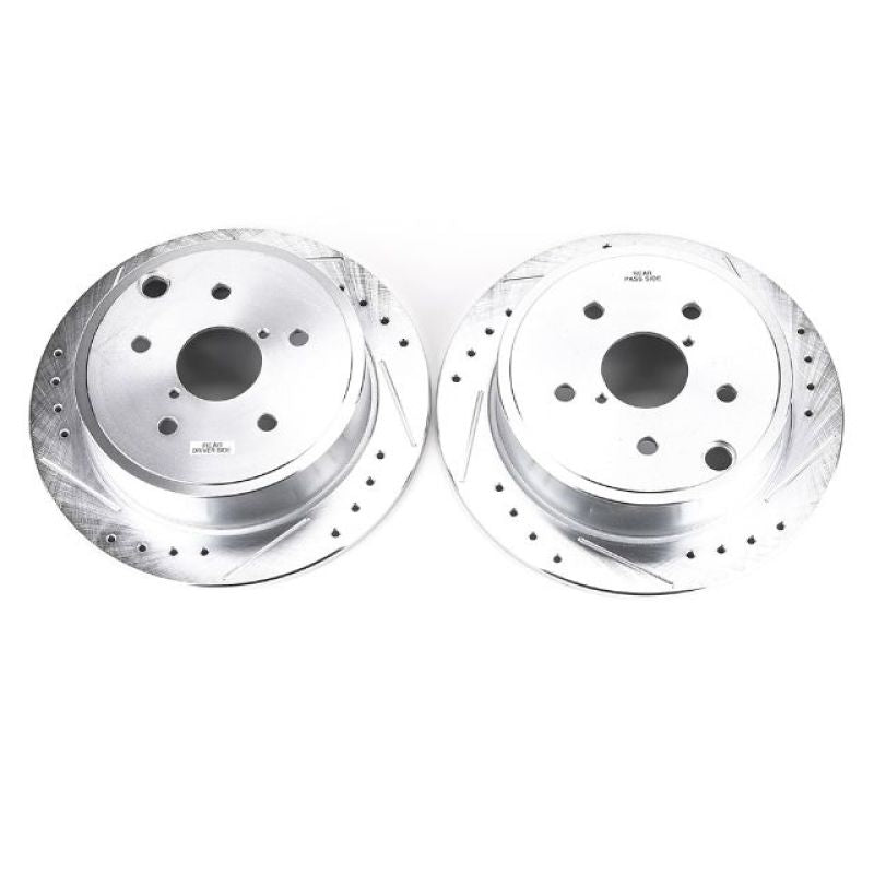 Power Stop 15-19 Subaru WRX Rear Evolution Drilled & Slotted Rotors - 