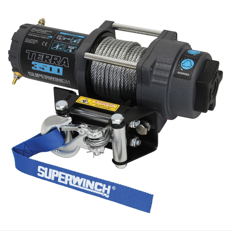 Superwinch 3500 LBS 12V DC 7/32 in x 32 ft Steel Rope Terra 3500 Winch
