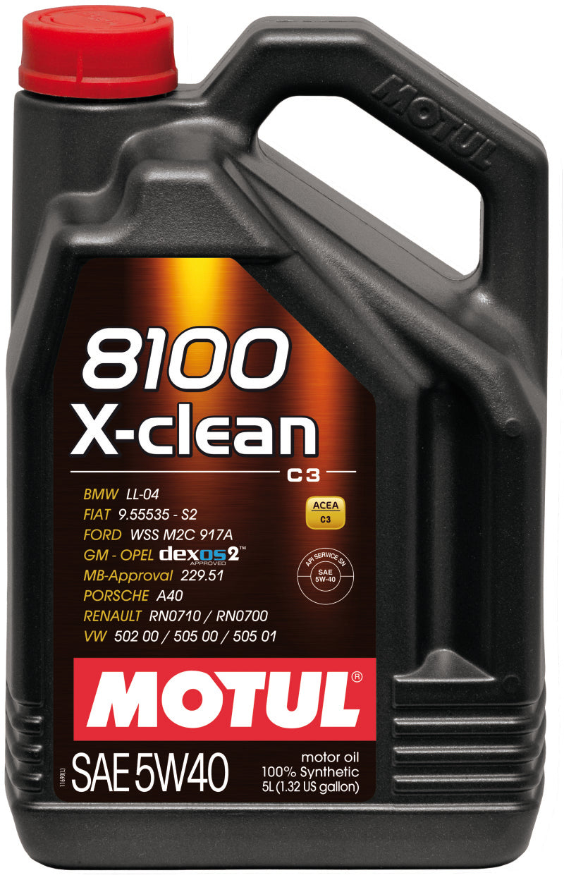 Motul 5L Synthetic Engine Oil 8100 5W40 X-CLEAN C3 -505 01-502 00-505 